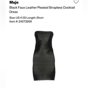 MAJE Strapless Faux Leather Little Black Dress